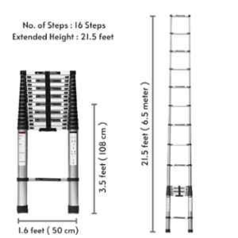 Single Telescopic Ladder 16 steps (21.5ft)