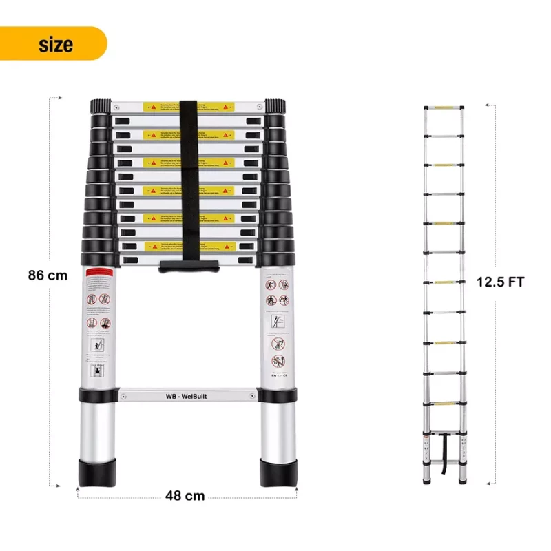 Single Telescopic Ladder 13 steps (12.5ft)