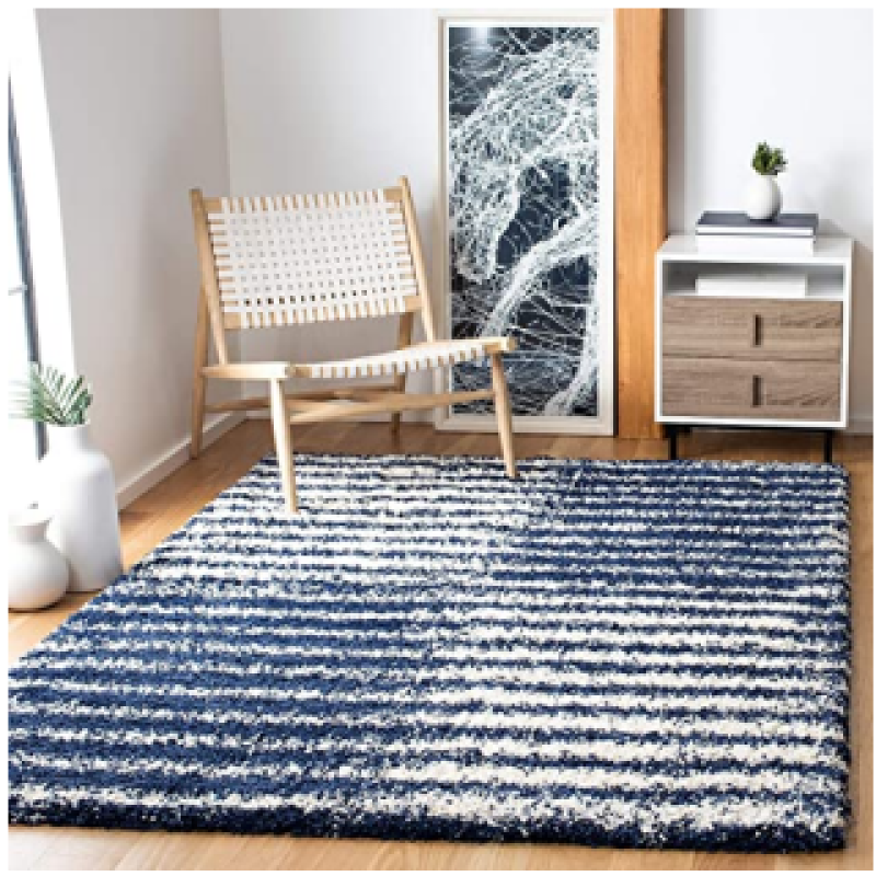 SHAGGY DARK BLUE and WHITE COLOUR MICROFIBER RUGS