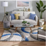 SHAGGY BLUE and WHITE COLOUR MICROFIBER RUGS