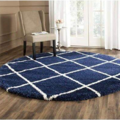 SHAGGY DARK BLUE and WHITE COLOUR MICROFIBER RUGS