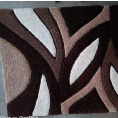 SHAGGY BROWN and WHITE COLOUR MICROFIBER RUGS