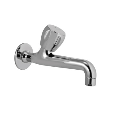 Essco Long Body Bib Cock with Wall Flange &amp; Aerator