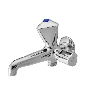 Essco Long Body Bib Cock with Wall Flange and Aerator